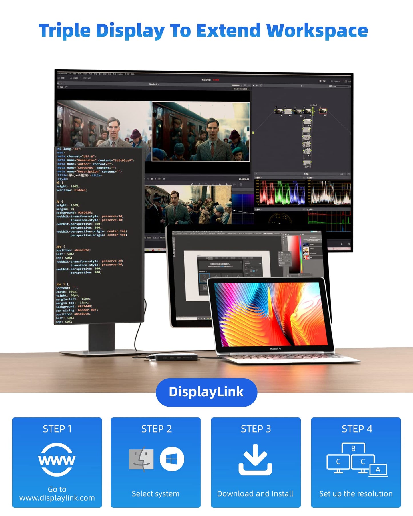 12-IN-1 Triple Display Docking station