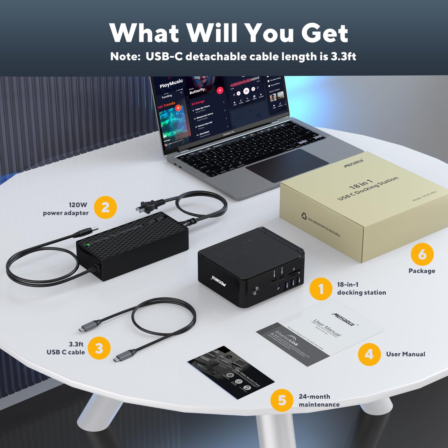 18-in-1 USB C Docking Station DisplayLink